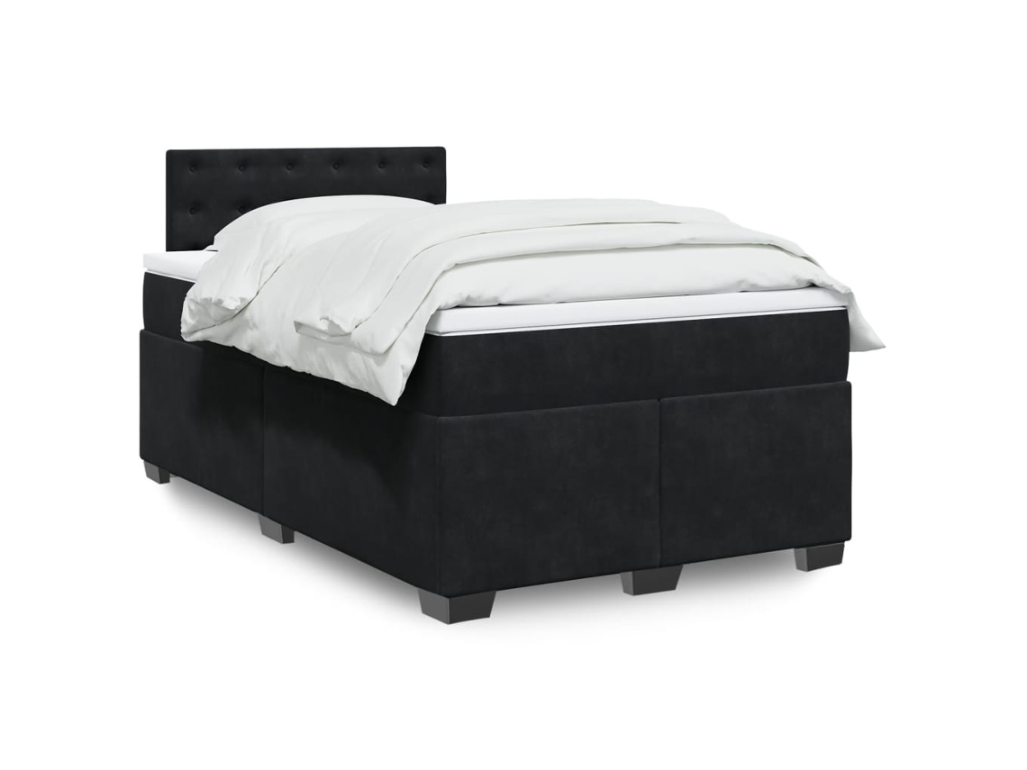 Cama Boxspring Com Colchão 120x200 Cm Veludo Preto
