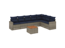Conjunto de 8 Sofás P/ Jardim C/ Almofadões Vime Pe Cinzento MAISON EXCLUSIVE (8 pcs)