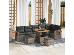 Vidaxl Conjunto De Sofá De Jardim 11 Unid. 9-número De Lugares Cinzeto