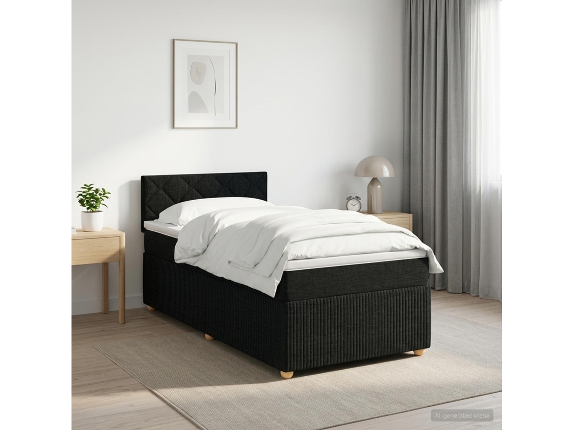 Vidaxl Cama Box Spring Com Colchão Preto 80 X 200 Cm Tecido