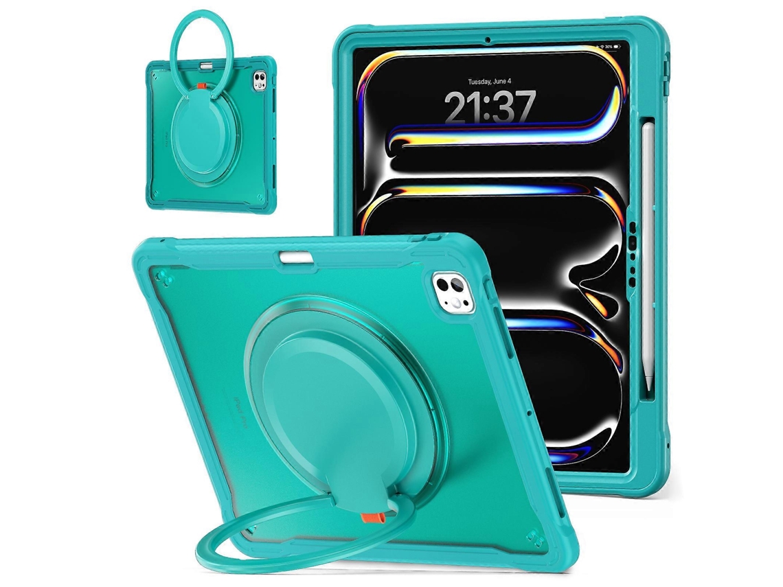 Capa para iPad Pro 13, capa de silicone com suporte giratório Pctpus, azul bebê Hengrongshen (2024)