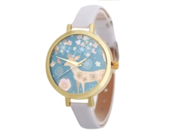Relógio de Pulso Feminino de Quartzo com Pulseira Pu Estilo Moderno e Fácil de Combinar (branco)