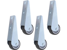Conjunto De 4 Rodízios De Porta Metálicos Prateados Com Núcleo Metálico, Para Instalação