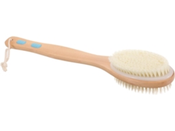 Escova De Massagem Corporal Dupla Face Em Madeira Natural Com Cerdas Macias E Firmes, Antiderrapante, Cabo Longo, Para