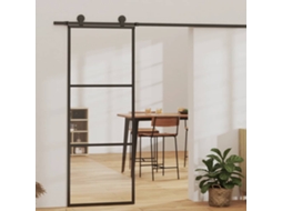 Vidaxl Porta Deslizante Com 3 Painéis Em Vidro Esg E Alumínio 76x205 Cm Preto