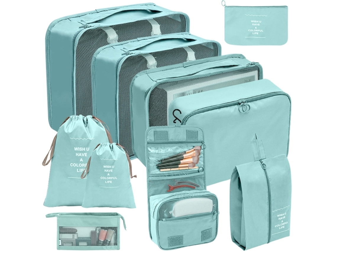 Conjunto De 10 Peças De Bolsa Organizadora De Viagem Leve, Impermeável E Portátil Para Guardar Roupas E Outros Pertences