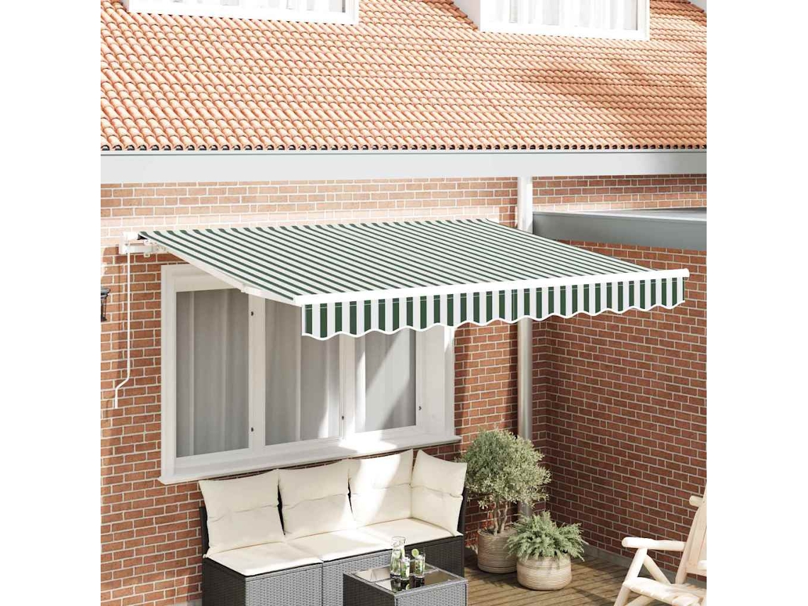Vidaxl Tecido De Substituição Para Toldo Verde E Branco 330 X 245 Cm