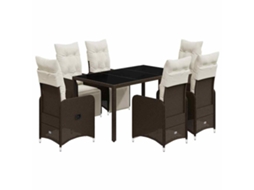 Conjunto de 7 Bistrôs de Jardim com Almofadões Vime Pe Castanho MAISON EXCLUSIVE