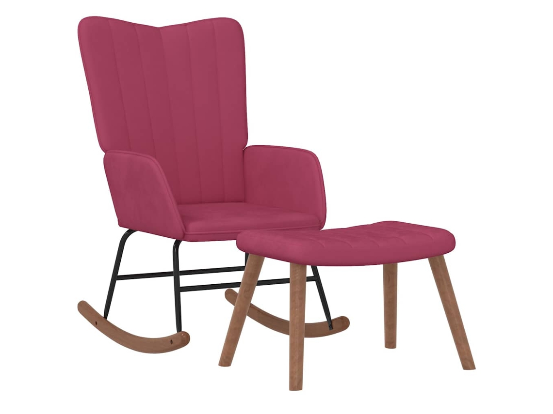 Rocking Chair With Stool, Rocking Chairs With Stools Vidaxl Vermelho Veludo