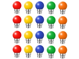 Pacote De 20 Lâmpadas Led Coloridas B22, Lâmpadas Baioneta De 2 W, Vermelho, Amarelo, Laranja, Verde, Azul, Inquebrável Ehstmind (equivalente A 20 W)