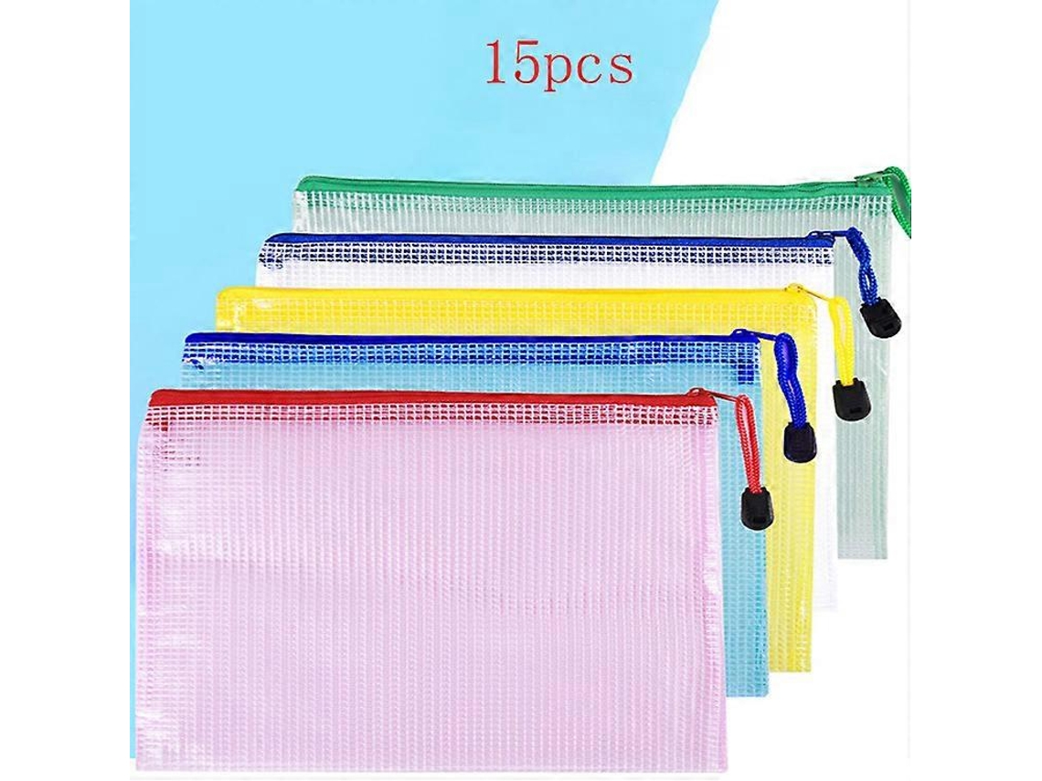 Conjunto De 15 Sacos De Malha Com Zíper Para Documentos, 5 Cores Disponíveis Aquaforge
