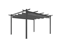 Pérgola 4x3m com Telhado Retrátil, Alumínio Cinza (upf30+, Drenagem)