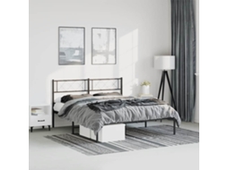 Vidaxl Estrutura de Cama em Metal com Cabeceira 150x200 Cm Preto