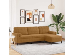 Vidaxl Sofá De 3 Lugares Com Apoio De Pés 210 Cm Veludo Castanho