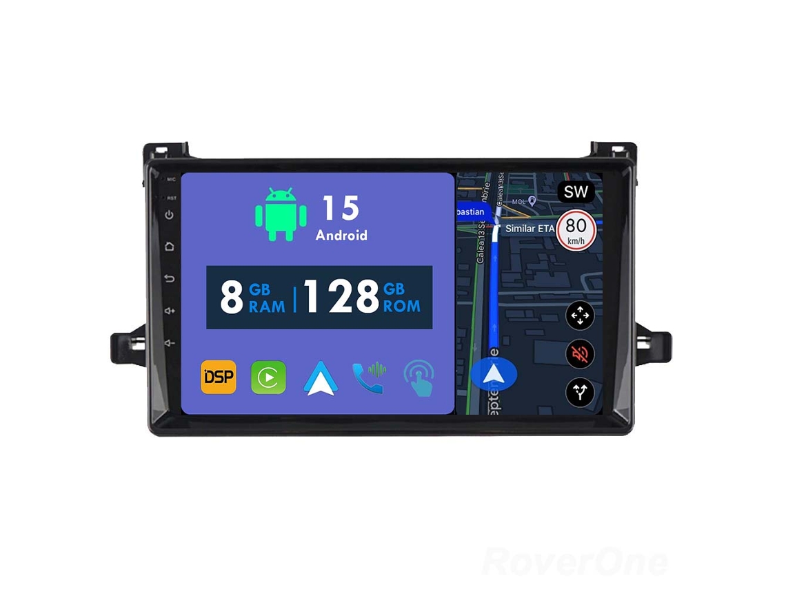 Auto Rádio Carro Bluetooth Autoradio 8GB RAM 128G ROM CarPlay Navegação GPS Ecrã Táctil RoverOne para Toyota Prius XW50 2015-2020  