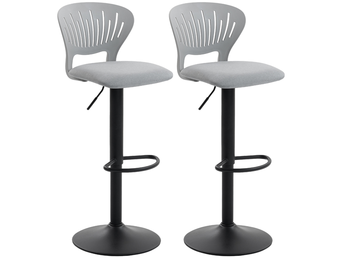 Conjunto De 2 Bancos Altos De Cozinha Giratórios A 360° Reguláveis Em Altura De 84-105 Cm 40,5x43x84-105 Cinzento