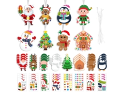 Conjunto De Adesivos E Cartões Diy Da Série Natal Gingerbread Da Gift Qs Yunzii (24 Cartões 24 Adesivos 24 Fitas Coloridas Sortidas)