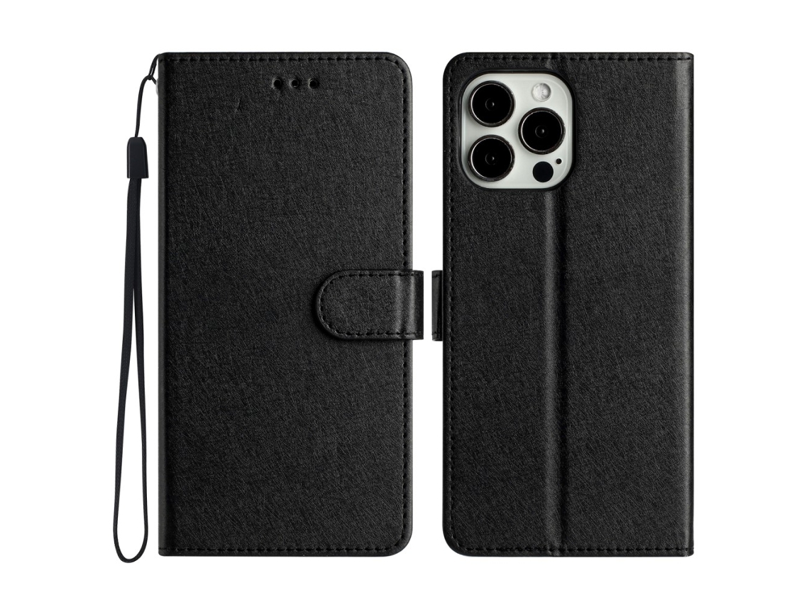 Capa Em Couro Pu, Cor Preto, Para Apple Iphone 16 Pro Max