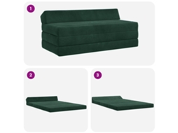 Sofá Cama Dobrável Verde escuro 120 X 60 X 49 Cm Tecido SYFAX