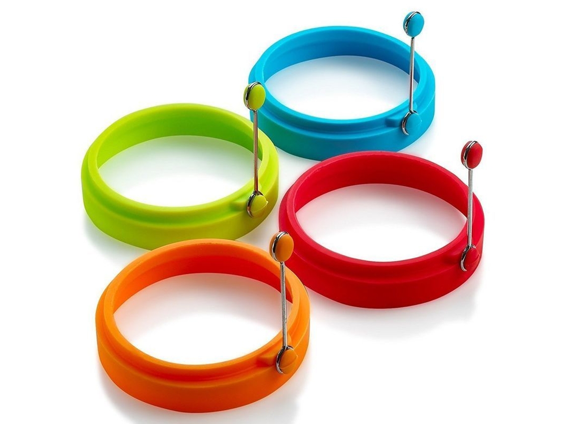 2026 anéis de Silicone para Ovos Linjou Moldes para Ovos Fritos e Panquecas 4 Peças Multicolor