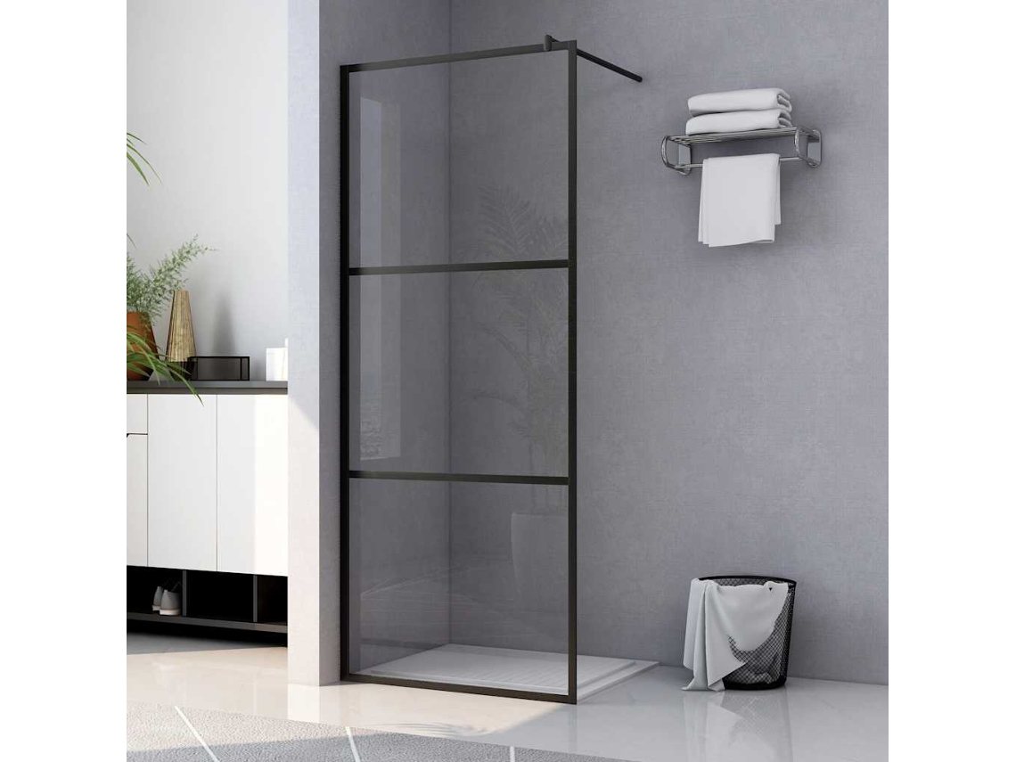 Vidaxl Divisória De Chuveiro Vidro Transparente Esg 100x195 Cm Preto