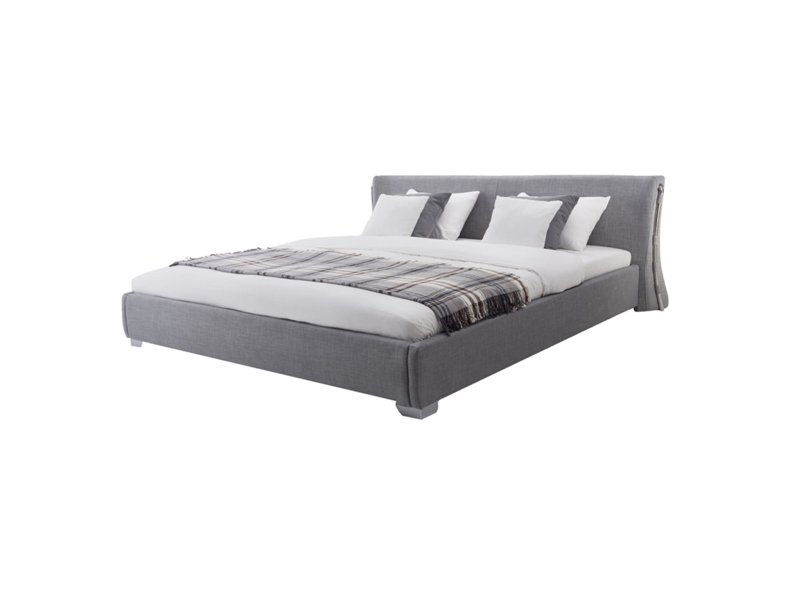 Cama de casal BELIANI Paris de Poliéster Cinzento 175x228x83