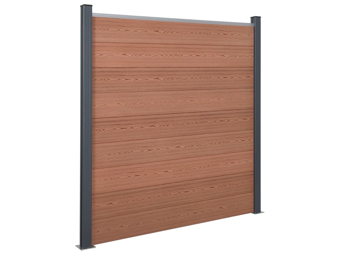 Vidaxl Conjunto De Painéis De Vedação 180x186 Cm Wpc Castanho