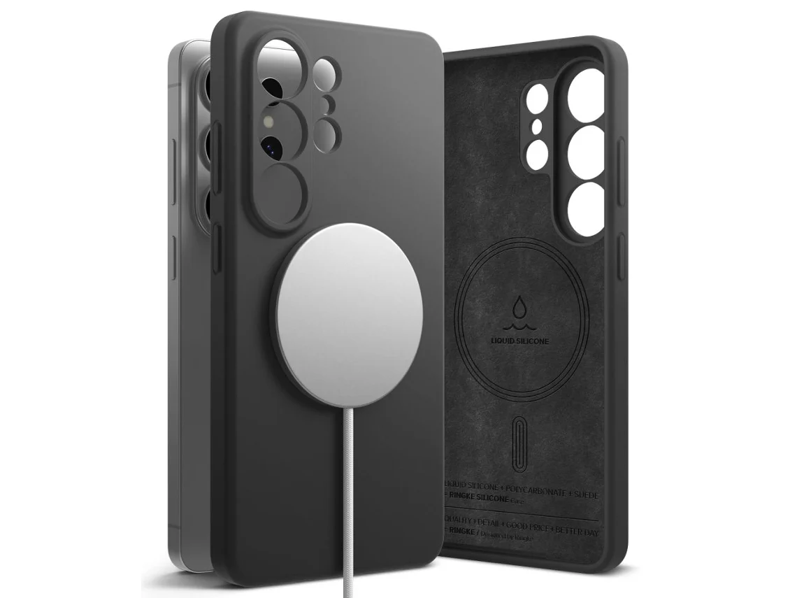Capa De Silicone Magnética Ringke Para Samsung Galaxy S26 Ultra Magsafe Preta