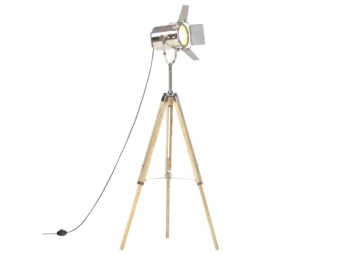 Vidaxl Candeeiro De Chão Tripé 140 Cm Madeira Mangueira Maciça