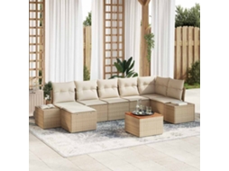 Vidaxl Conjunto De Sofá De Jardim 8 Unid. Bege E Branco