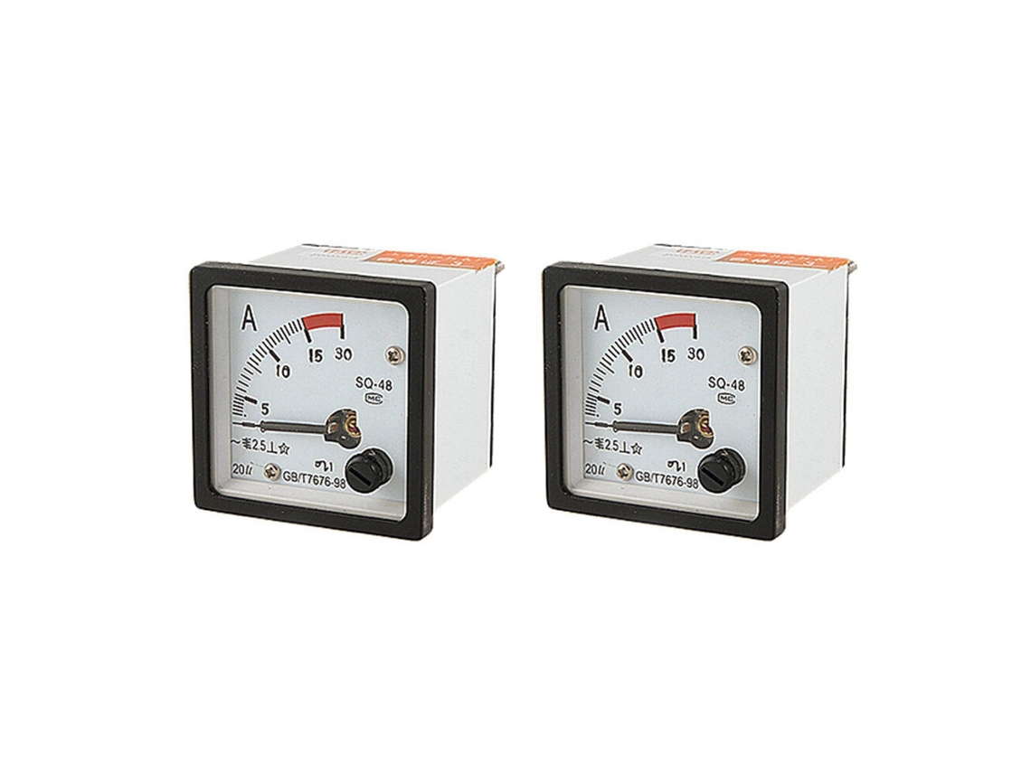 2x Amperímetros Analógicos de Painel Sq48 0 15a Branco + Preto (corrente Ac)