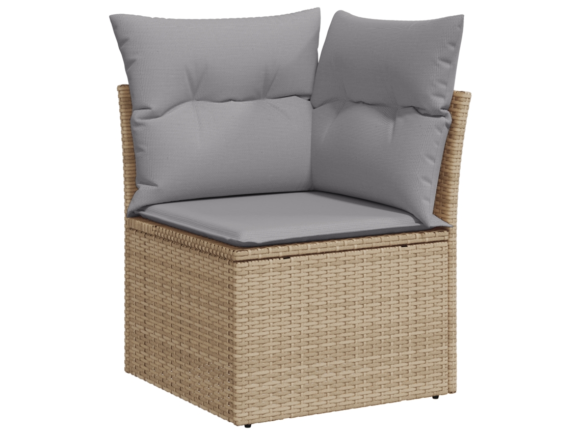 Conjunto 7 Sofá De Jardim Vidaxl Bege Vime Pe (100 X 55 X 73 Cm)