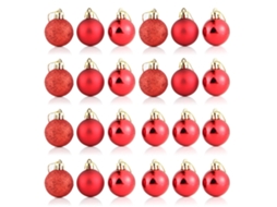 Laxiscreed Pack De 4 Bolas De Natal De Plástico 4cm Para Decoração De Árvore Natalícia Vermelha