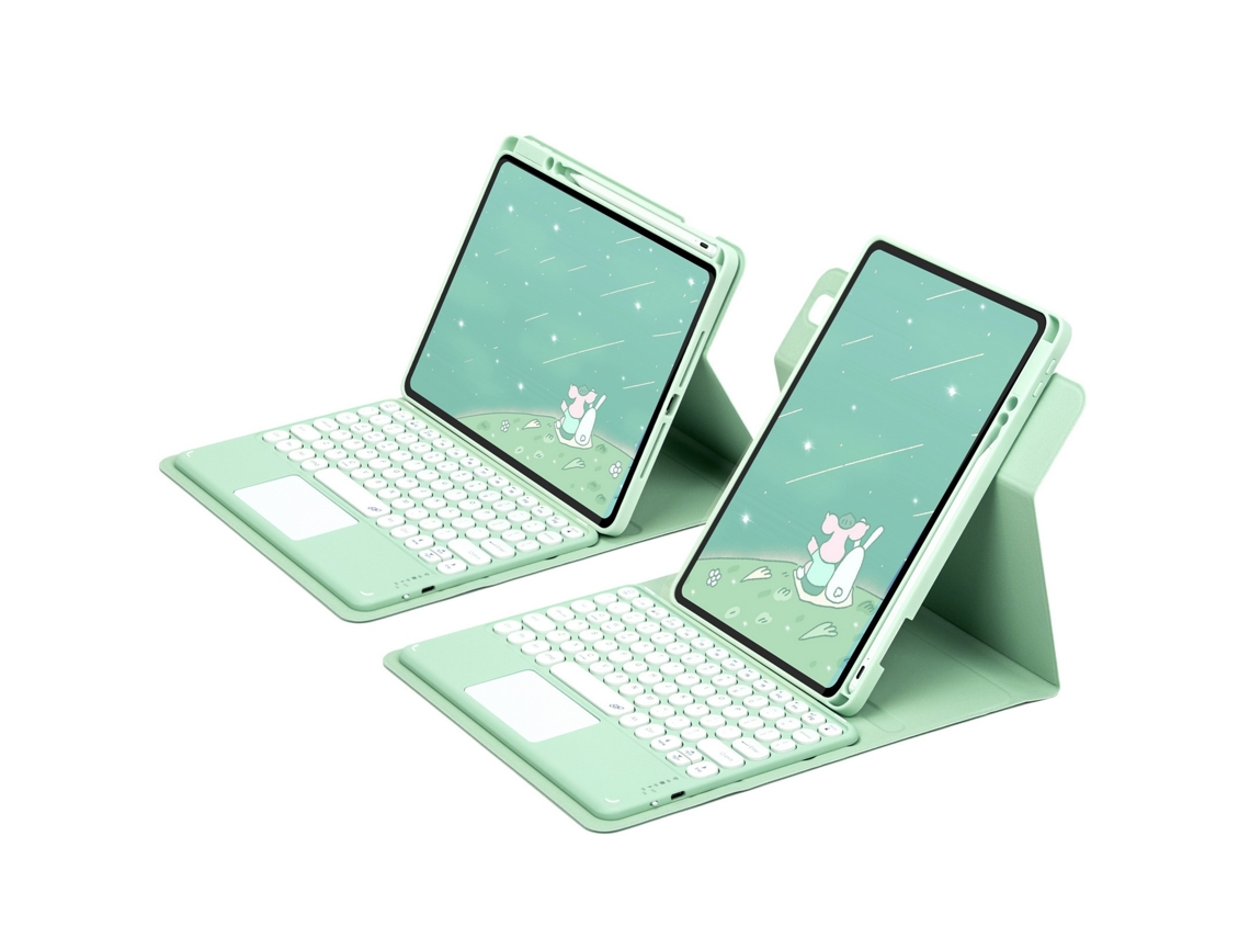 Lurelia Capa Com Teclado Bluetooth Para Ipad Pro 9.7 Com Design Giratório Magnético, Verde Claro