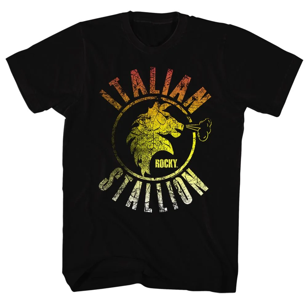 Rockinstone Rocky Movie Stallion Fade Black Adult T-shirt Size:xxxl
