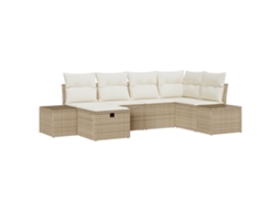Conjunto 6 Sofá De Jardim Vidaxl Bege Vime Pe (264 X 154 X 85 Cm)