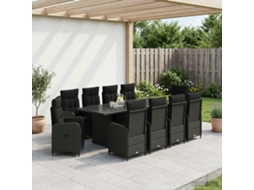 Vidaxl Conjunto De Jantar Para Exterior 11 Unid. Preto Vime Pe