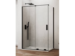 Cabine De Duche Cirene (kenna) 1+1 Com Painel Lateral Fixo 110x75 Cm Preto Barra Paralela