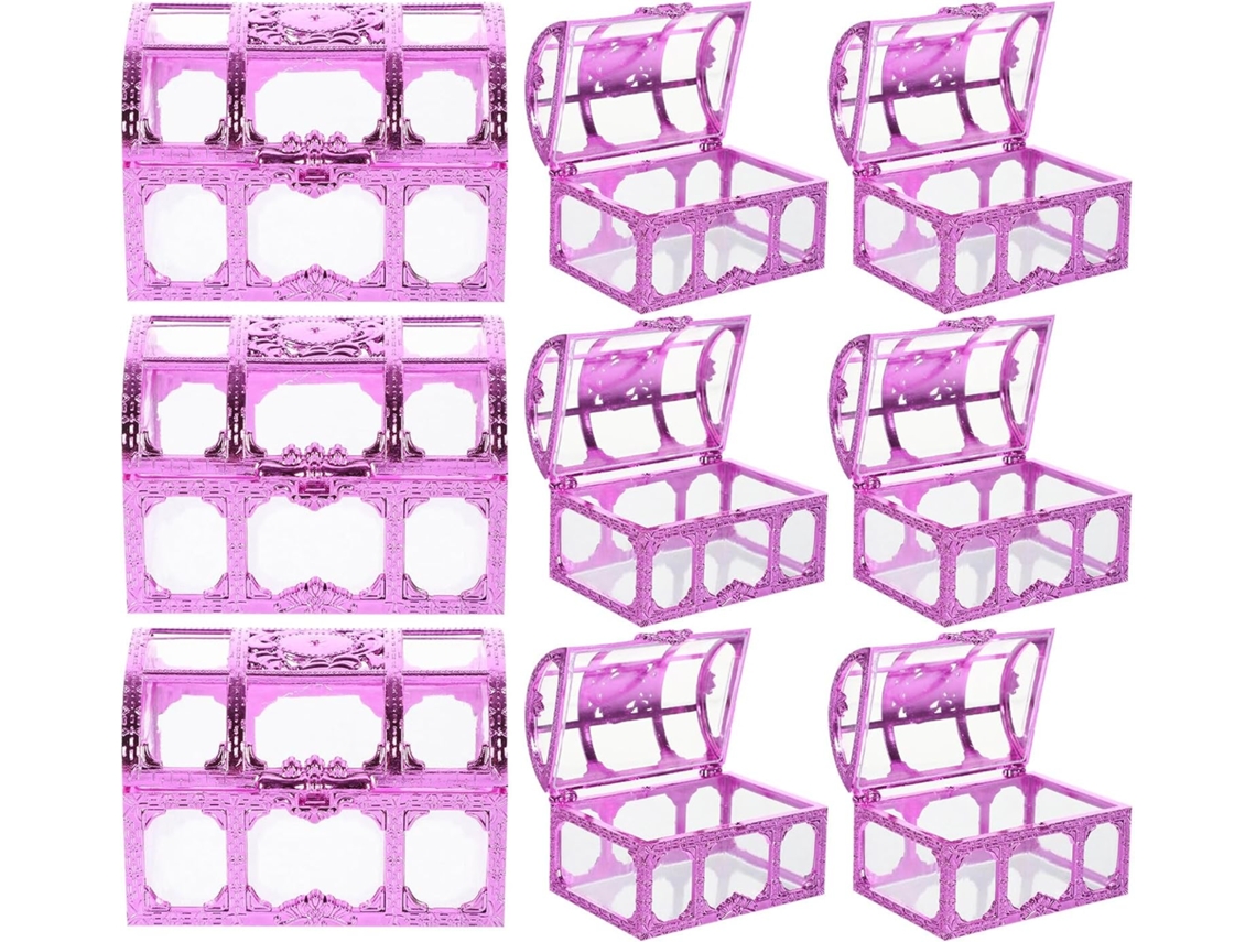 Caixa De Doces Rosa Fúcsia Para Casamento Com 12 Peças, Caixa Para Embrulho De Presentes, Recipiente De Plástico Leve