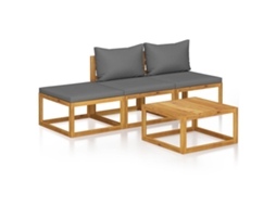 Maison Exclusive - 4 Pcs Conjunto Lounge De Jardim C/ Almofadões Acácia Maciça