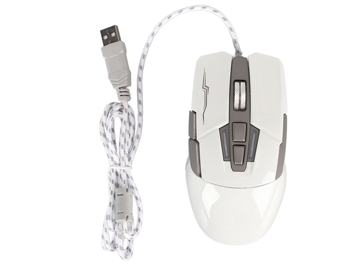 Ratón para Juegos Con Cable, Diseño de Coche Deportivo, Óptico Usb, Luz Led, 4 Niveles de Dpi Ajustables Hasta 3200, Color Blanco.