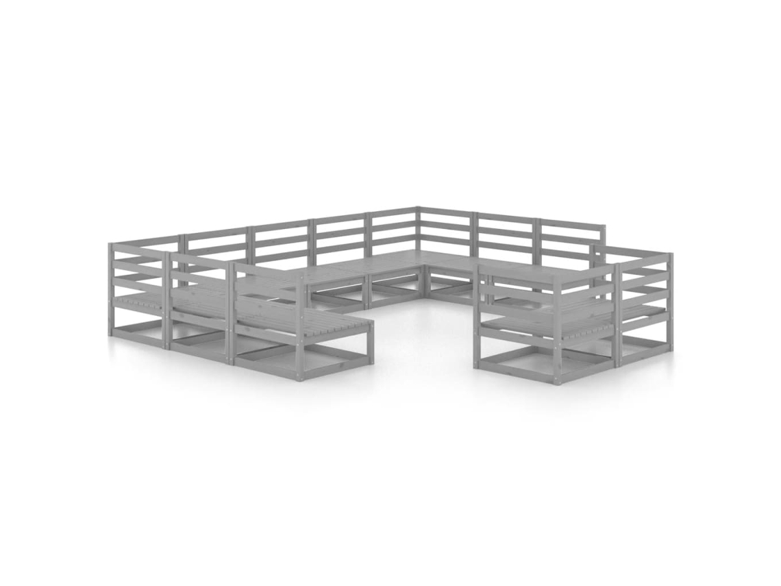 11 Pcs Conjunto Lounge de Jardim Pinho Maciço MAISON EXCLUSIVE