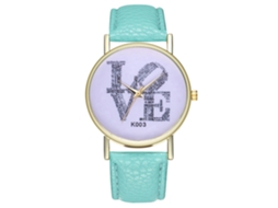 Reloj De Pareja Moda Nueva Love Cuarzo Correa De Cuero Unisex (menta)