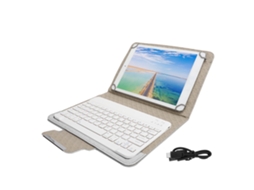 Aetheria capa com Teclado Bluetooth para Tablet Universal 9.7 10.1 Polegadas Case Pu Branco