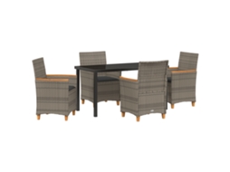 Conjunto 5 De Jantar De Jardim Vidaxl Com Almofadas Cinza Rattan Poliéster