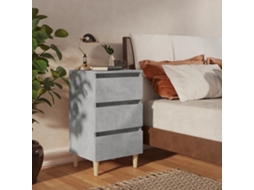 Vidaxl Mesa Cabeceira Pernas De Madeira 40x35x69 Cm Cinzento Cimento