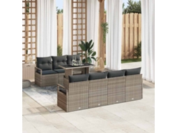 Vidaxl Conjunto De Sofá De Jardim 8 Unid. 7-número De Lugares Cinzeto
