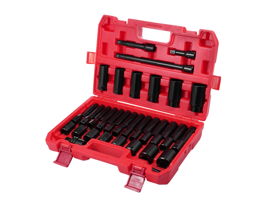 45 Peças Conjunto De Sockets Impacto Aço Profissional 1/2 Polegada Com Conectores