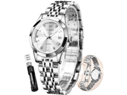 Lurelia Relógio Feminino, Movimento De Quartzo, Analógico, Data/calendário, Aço Inoxidável, Resistente À Água, Branco
