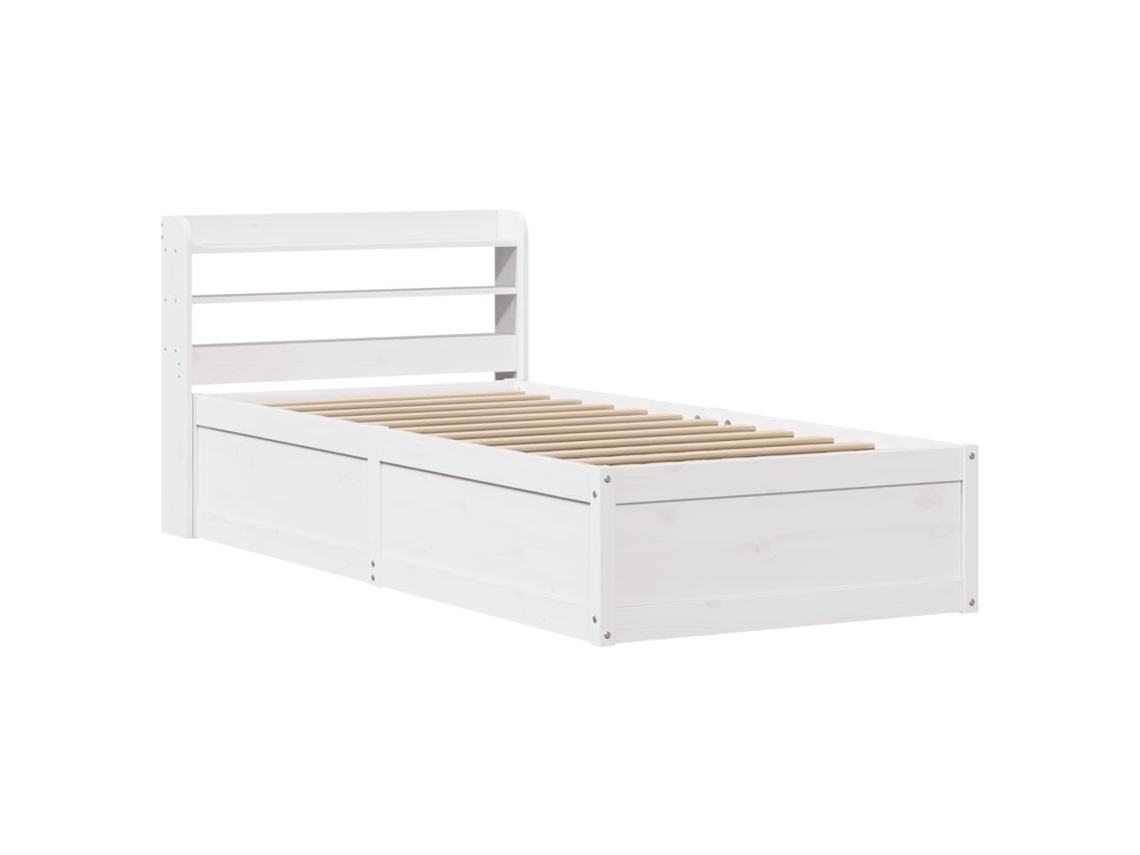 Estrutura de Cama com Cabeceira Pinho Maciço Branco MAISON EXCLUSIVE 90x190 cm